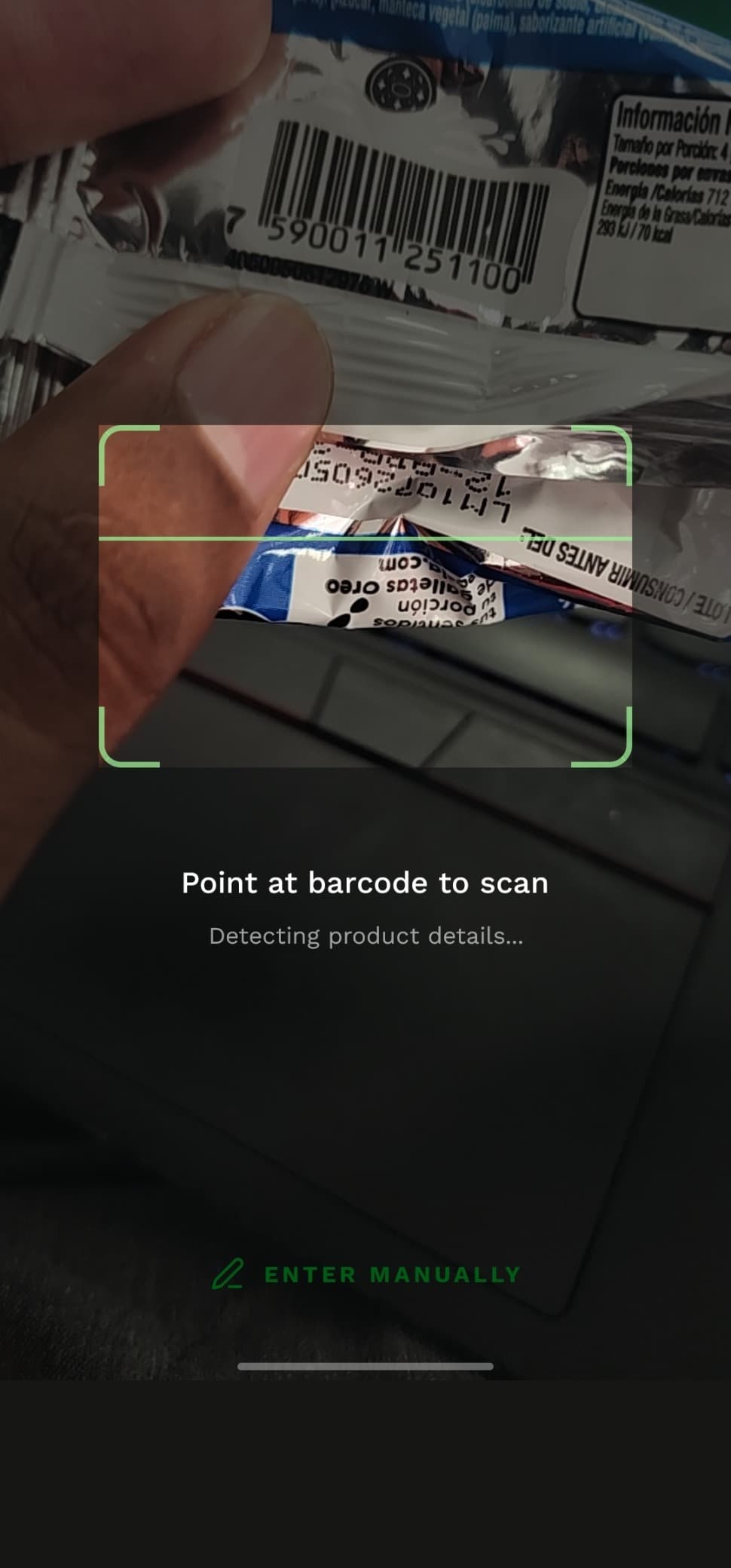 Barcode scanner detecting a product