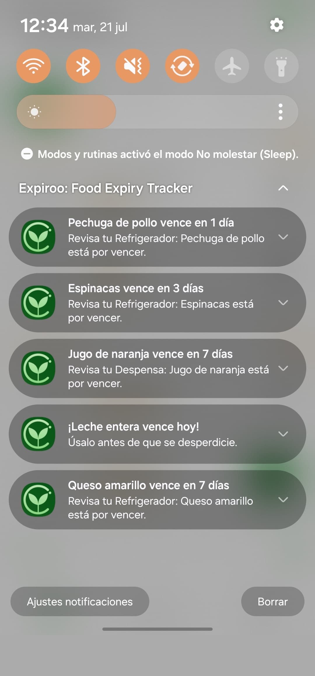 Una notificación de recordatorio de vencimiento